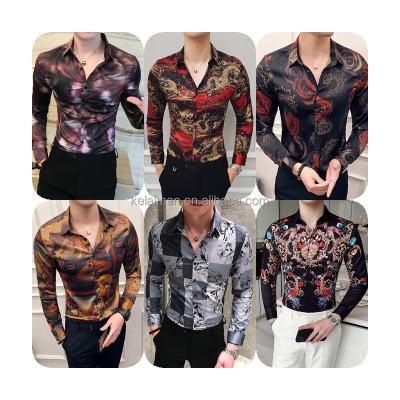 China Wholesale Fashion Casual Men's Long Sleeve Print Anti-Shrink Retailer Shirts Special Men's Classic Youth Slim Shirt for sale