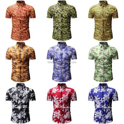 China Factory direct sale 100% Hawaiian anti-pilling cotton short sleeve beach printed summer shirts for men for sale