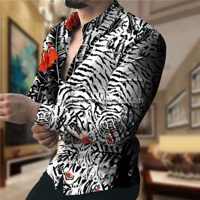 China 2023 Anti-Shrink Men's Long Sleeve Shirt European And American Border Holiday Printed Shirts - Slim Men's Flower Casual Shirt for sale