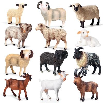 China Toy Children Goat Sheep Ranch Poultry Toy Hand Puppet Solid Static Animal Model Set for sale