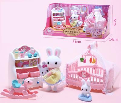 China Pink cartoon toy accessories mini shop miniature barby diy kit dollhouse with furniture set for kids girls toys for sale