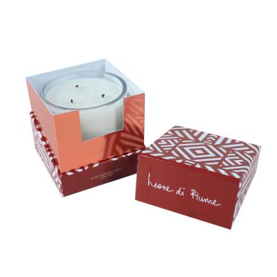 China Low MOQ Handmade Design Lid and Tray Luxury Private Custom Printed Rigid Single Candle Jar Gift Box for sale