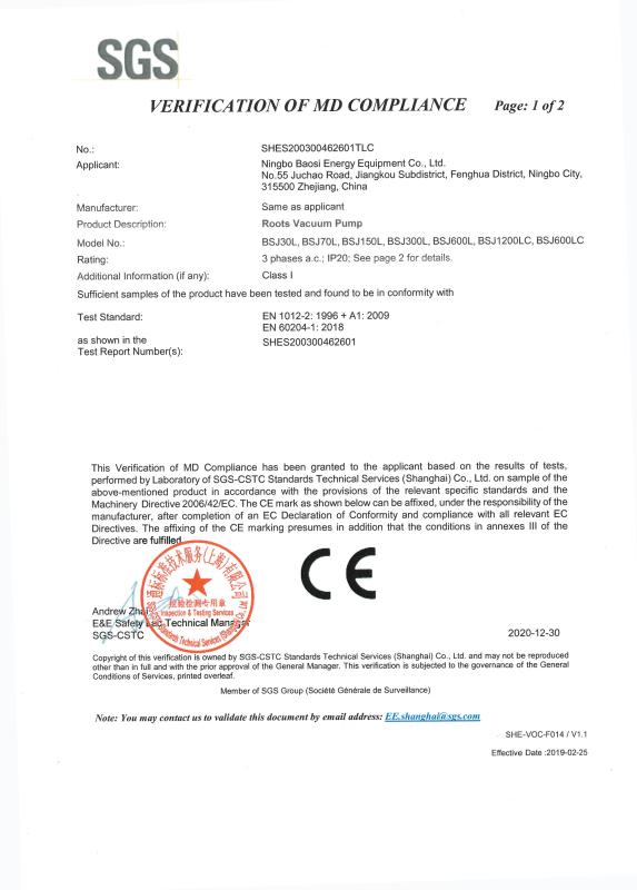 CE - Ningbo Baosi Energy Equipment Co., Ltd.