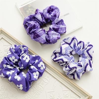 China New Arrival Polka Dot Scrunchies Polka Dot Hair Decoration Floral Printed Elastic Girl Hair Bands Ponytail Holder Hair Ties Hair Accessories Women for sale