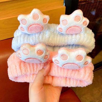 China Cartoon Animal Women's Hair Band Hair Decoration Cat Claw Hair Net Band Celebrity Face Wash Makeup Headband Bow-knot Tie Cartoon Super Cute for sale