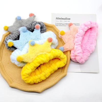 China New Cosmetic Flannel Decoration 2022 Soft Crown Hairband Cute Antler Elastic Hair Band For Face Spa Makeup Crown Fluffy Hair Wash Band for sale