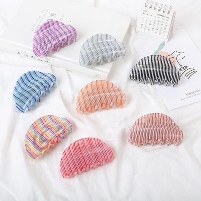 China Wholesale New Creative Cool Color Hair Decoration Stripe Claw Clip Claw Large For Women Girls Hair Claws Bath Clip Ponytail Clip Hair Claws for sale