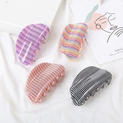 China New Cool Color Hair Decoration Stripe Claw Clip Crab Large For Women Girls Hair Claws Bath Clip Ponytail Clip Hair Accessories Gift Use for sale