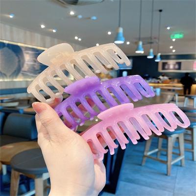 China Wholesale Hair Decoration 2022 New Design Claw Clip For Women Candy Color Plastic Large Size Hair Claw Hair Clips Crab For Hair Accessories for sale