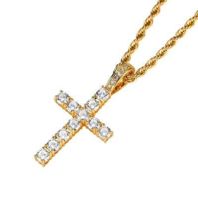 China 2021 Customs Brass Hip Charm Attractive Cross Pendant Micro Pave With AAA Zircon Stone Necklace Jewelry For Men And Women for sale