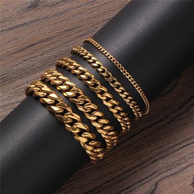 China Wholesale Hot Sale Stainless Steel Bracelet Cuban Link Chain Hip Hop Bracelet 3mm 5mm 7mm 9mm 11mm Good Plating for sale