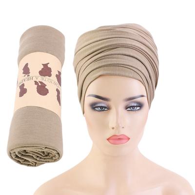 China DecorateÂ   African Cotton Head Wraps For Wrap Magic Muslim Hijab Cotton Headband Stretch Women Turban Inner Hood Ready To Wear for sale