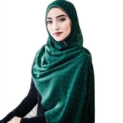 China 2021 Popular Design Comfortable And Breathable Good Quality Women Foil Stamping Hijab Scarf Rhinestone Decoration Edge Luxury Chiffon Glitter Hijab for sale