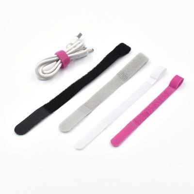 China Bundling Cables Nylon P Shape Hook And Loop Cable Ties Reusable for sale