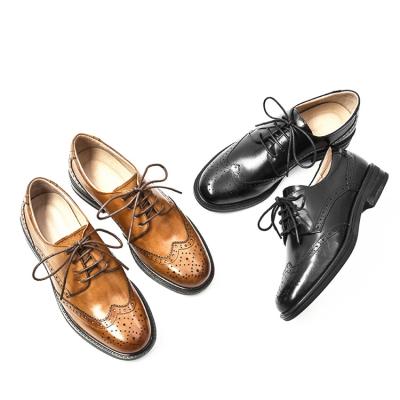 China Fashion Trend Lace Up Oxford Brogue Formal Shoes Ladies Genuine Leather Breathable Dress Derby Shoes Casual Shoes for sale