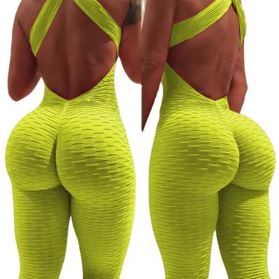 China 2020 Anti-UV Women's Yoga One-Piece Clothing Sports Suits Set Workout Gym Overalls Pants for sale