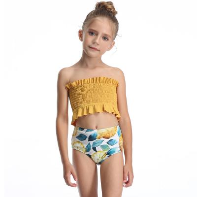 China Summer Antibacterial Girls Two Piece Swimsuits Bikini Set Hollow Out Ruffle Bikini With Adjustable Straps Beach For Girls for sale