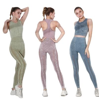 China Other New Seamless Women's Solid Color Yoga Pants Set Yoga Gaiters And Bra Suit for sale