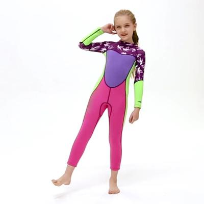 China Hot New Antibacterial Children's Swimsuit 2MM Wetsuit Girls Thickened Sunscreen One-Piece Long Sleeve Snorkeling Surfing Swimwear for sale