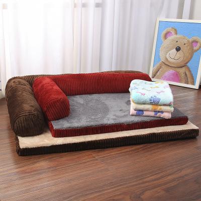 China Warm Dog Sofa Bed Cushion Pet Supplies Breathable Removable Winter Corduroy Kennel for sale