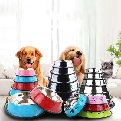 China Sustainable Rubber Base Metal Pet Food Feeder For Cat No Spill Stainless Steel Dog Bowl for sale