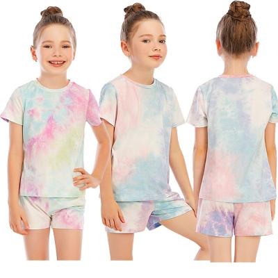 China Hot Sale Breathable Kids Short Sleeve Shorts Pajama Set Girl Sleepwear Set Kids Pajamas Two Piece Set for sale