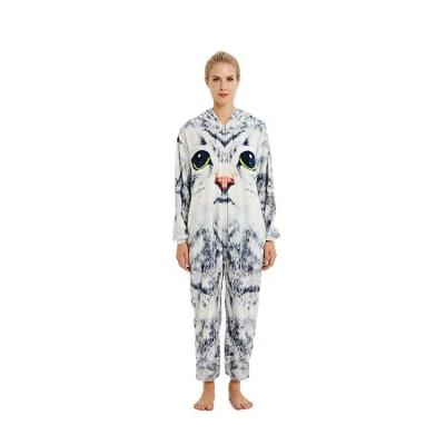 China Thermal 2022 Women Winter Pajamas Cat 3D Cartoon Funny Pajamas Onesie Overalls Cute Animal Warm Soft Flannel Sleepwear for sale