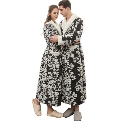 China Wholesale Custom Made Luxury Cationic Thickening Women's Long Nightgown Couples Flannel Double Layer Breathable Robe Bathrobe for sale