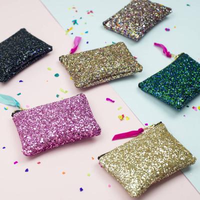 China Wholesale Custom Mini Glitter Canvas Party Purse Cosmetic Bag Makeup Bag Organizer for sale