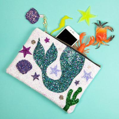 China Wholesale Glitter Purse Mermaid Tail Canvas Women Cosmetic Bag Makeup Professional for sale