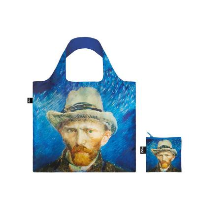 China Colapsable customized colorful portable large brahma women portrait logo printing foldable reusable shopping bag with zipper for sale