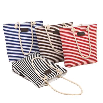 China Durable/Washable Stripe Canvas Rope Handle Beach Tote Bag Eco-Friendly/Top Quality Convenient Recyclable/Hot Selling Wholesale for sale