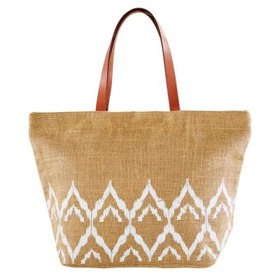 China High Quality Beach Jute Tote Handbag Tropical Leather Bag Shopping Jute Environmental Protection Available Bag for sale