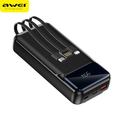 China Quick Charge Support Awei Portable Charger Power Bank 20000Mah 18000Mah P292L 22.5W Super Quick Charge With Cable 2023 New Arrival Powerbank 20000Mah for sale