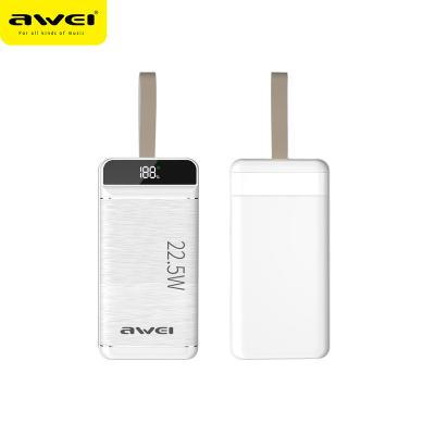 China Quick Charge Support Awei P140K Power Bank 30000Mah 22.5W Led Display Customization Ce/Fcc/Rohs Fast Charging 2023 New Type-C/Usb Powerbank 30000 Mah for sale