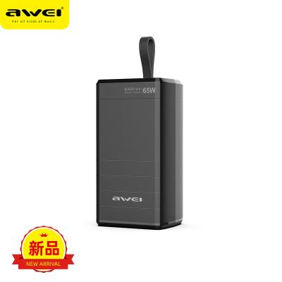 China Quick Charge Support Awei P171K Pd65W Power Banks 60000Mah For Laptop Tablet Mobile Phone Led Display Shenzhen Fast Charging Large Capacity Powerbank for sale