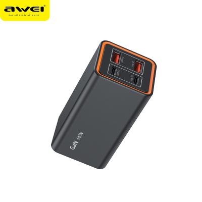 China Mobile Phone Awei Gan Wall Charger Pd65W Qc Scp Fcp Afc Us Eu Pd24 Usb Type C New Product Ideas 2023 Fast Laptop Charger Portable Chargers for sale