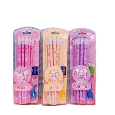 China Office & School Pencil Student cartoon suction card Pack HB pencils 12 sets with eraser and pencil sharpener for sale