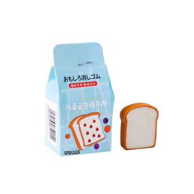 China Promotional Eraser Hot selling creative simulation of toast bread eraser milk carton eraser primary school gift prize stationery for sale