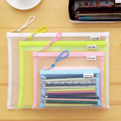 China Zipper Mesh Zipper A4 File Bag Pencil Case Full-Covered Information Bag Environmental Protection Storage Bag Pencil Bag for sale