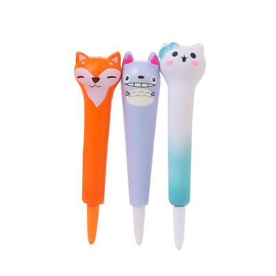 China Normal Cute  cartoon design promotional squishy gel pen for students memory foam easily recovery decompression ballpoint pen for sale