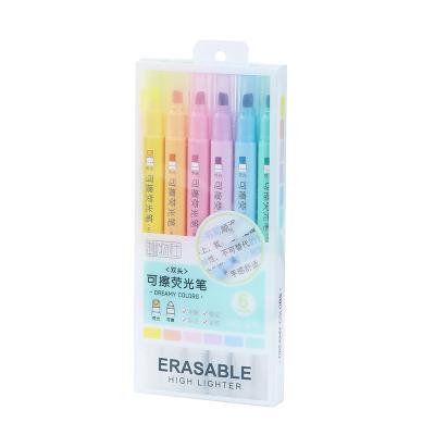 China Couples Erasable Highlighter Creative Color Graffiti Hand Account Pen PVC Pack Student Mark Multi-color Highlighter for sale