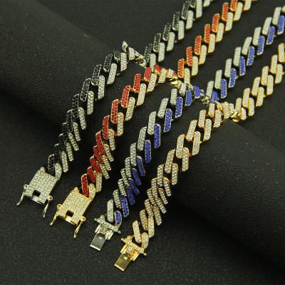 China No Fade Hiphop Rap Accessories Domineering Overdone Miami 20MM Diamond Men&'s Gold S Cuban Chain Necklace for sale