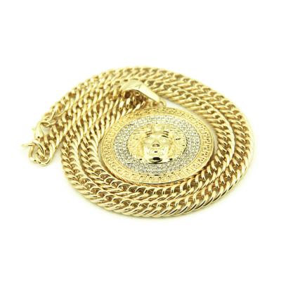 China No Fade Cheap Unisex Ice-Cut Chain Pedant Gold Electroplating Necklace for sale