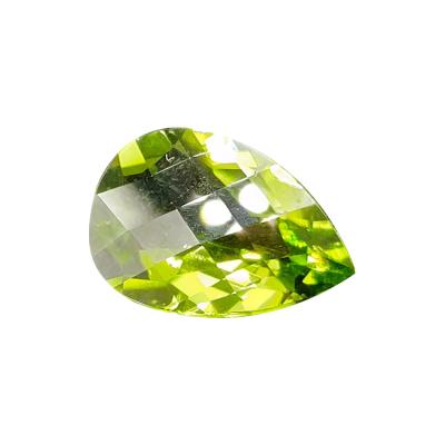 China Jewelry Inlay Recommended Product Reasonable Price Jewelry Bead Loose Gemstone Pear Grid Cut Natural Peridot Stone for sale