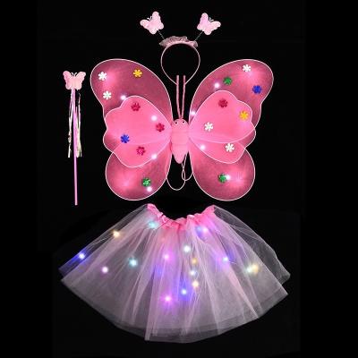 China LED Light-Up Butterfly Wings with Light Up Fairy Wings Angel Wing Costume Set Stage Props Butterfly Girls Skirt for sale