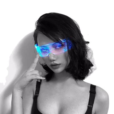 China Creative Party Luminous Glow LED Nightclub Cyberpunk Glass Fashion Futuristic Technology Led Flash Light Glasses for sale