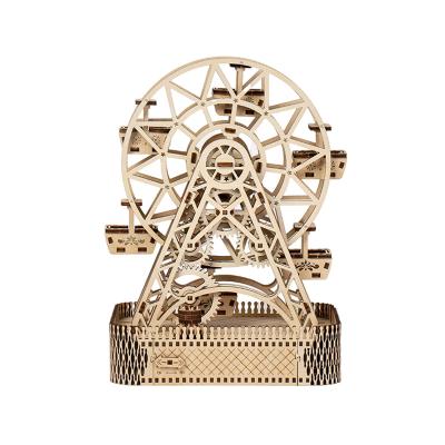 China Children's 3D DIY Game Assembly Model Rotating Educational Toy Ferris Wheel 3D Custom Adult Wooden Jigsaw Puzzle for sale