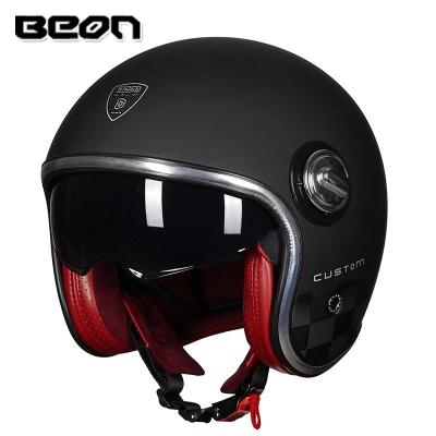 China Fasional Wholesale Price Beon Retro Half Helmet Motorcycle Helmets With Double Lens for sale