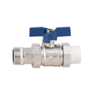 China General Brass 1inch PPR Union Ball Valve With Butterfly Handle for sale